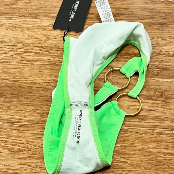 NWT! Pretty Little Thing Lime Green Ring Cut Out Bikini Top & Bottom. Size 0 - Picture 11 of 12